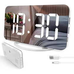 Alarm Clock 7" Large LED Mirror Electronic Clocks